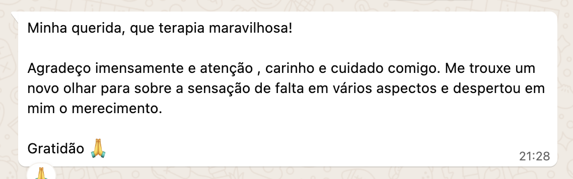Relato e depoimento de cliente sobre os atendimentos da Yui Terapia Holística - Imagem 2