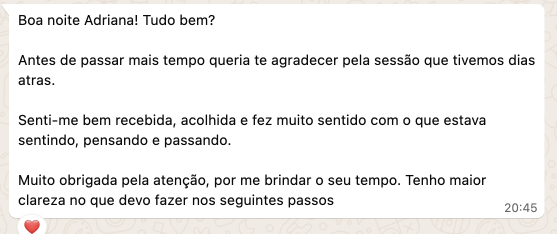Relato e depoimento de cliente sobre os atendimentos da Yui Terapia Holística - Imagem 4